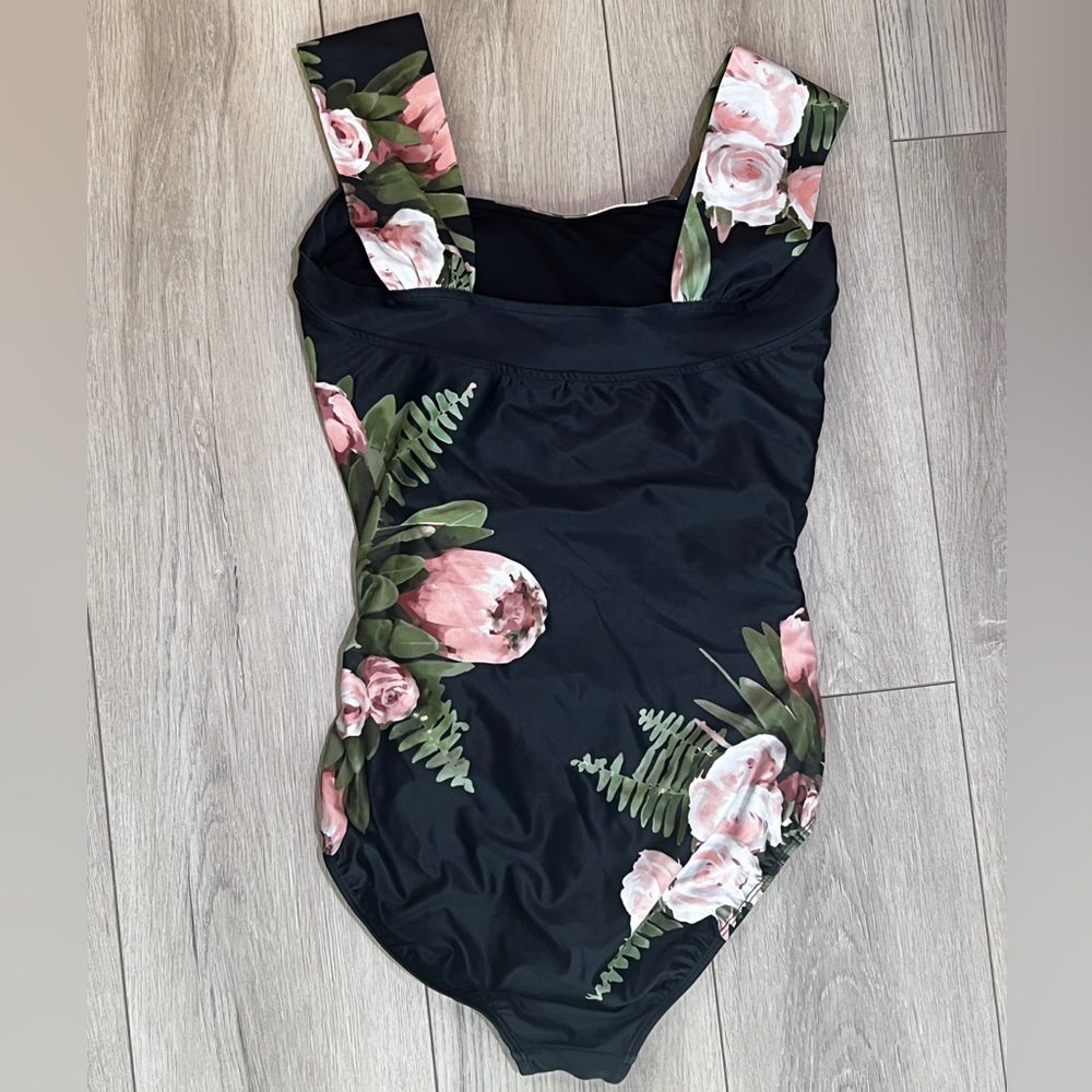 Albion The Tiffany Off Shoulder Black Floral One Piece - Medium - Picture 2 of 4